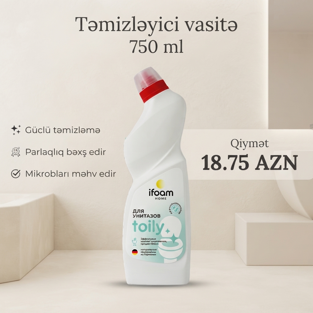 Tualet təmizləyici - mikrobları məhv edir və parlaqlıq bəxş edir 🌟 