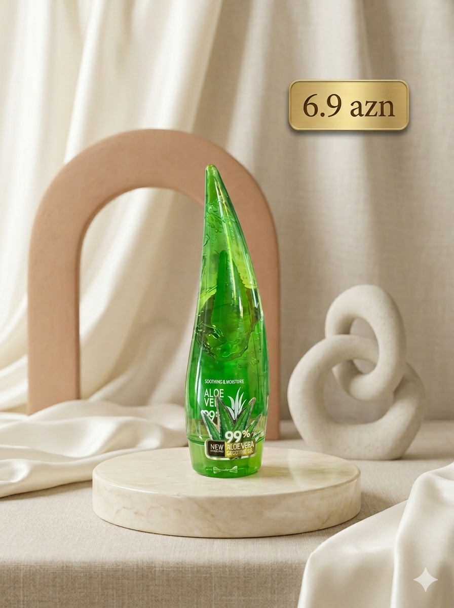 Aloe Vera Geli (99%): 250 ml — Dərini sakitləşdirir, sərinlədir.